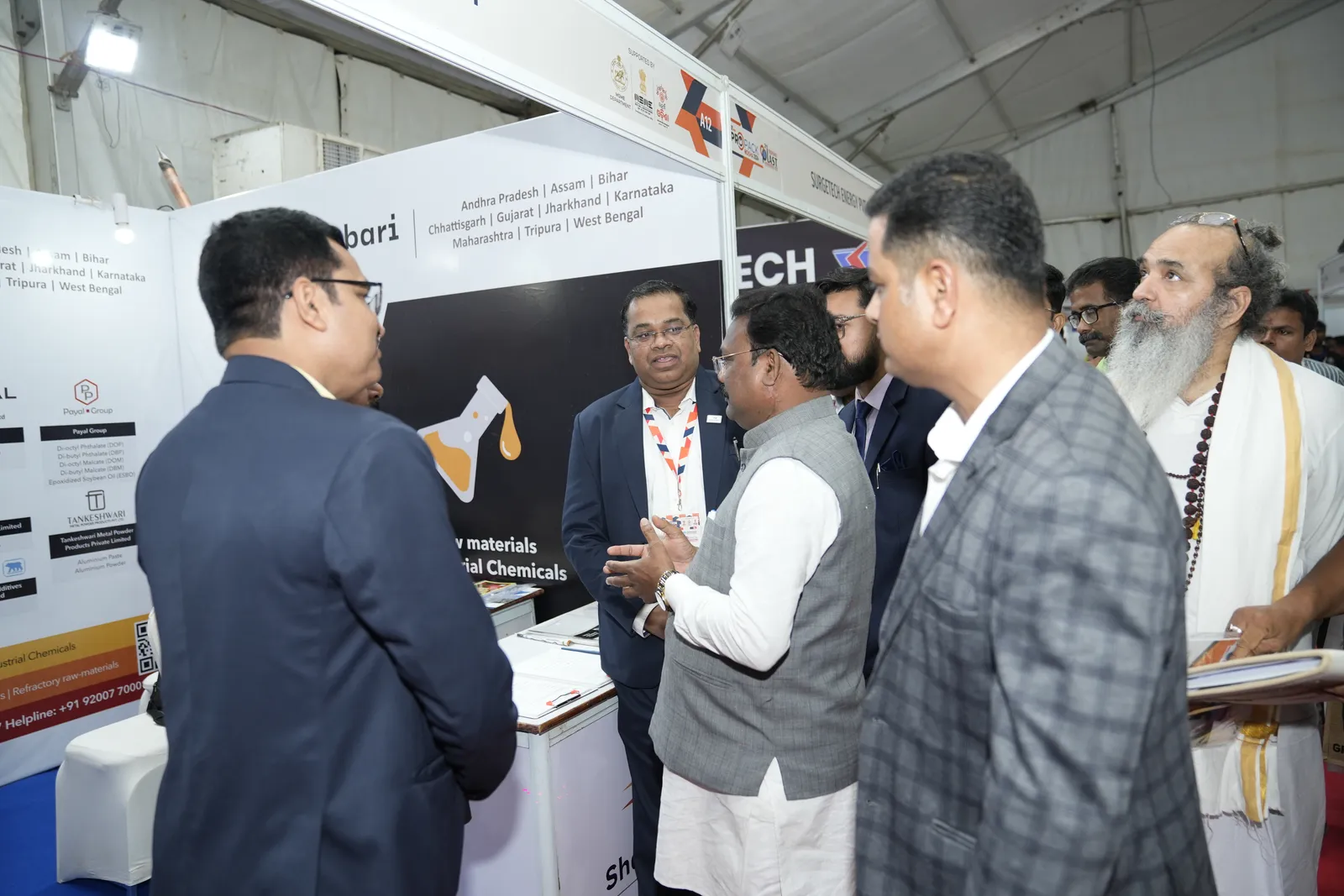Visiting dignitaries in discussion at the Shakambari stand, Odisha Plast & Propack 2024
